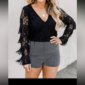 Black Fringe bodysuit